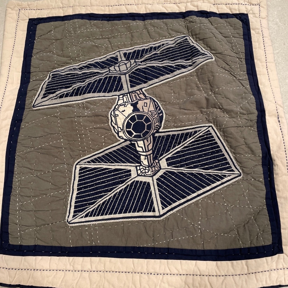 Pottery Barn Kids Star Wars Tie Fighter Quilted Euro Pillow Sham 26” X 26”